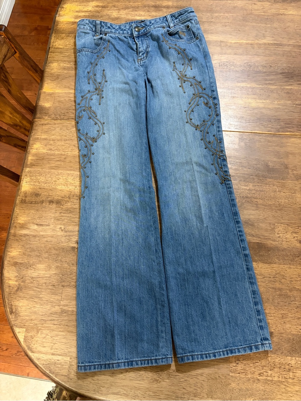 Harley-Davidson Blue Embellished Wide Leg Jeans